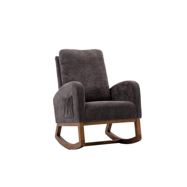 JASMODER Dark Gray Wooden Rocking Chair