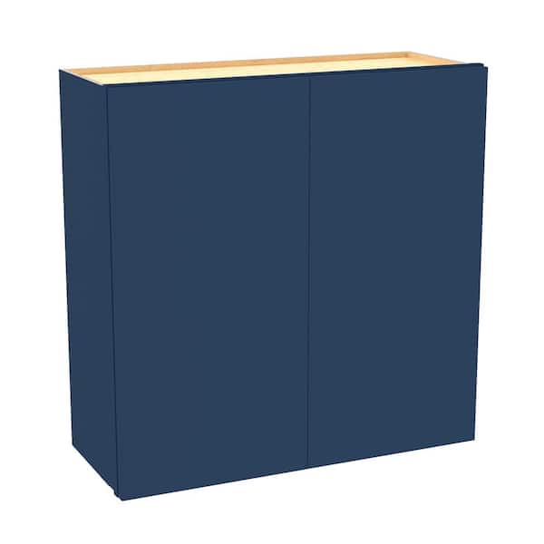 Home Decorators Collection Hargrove 36 in. W x 12 in. D x 36 in. H Assembled Plywood Wall Kitchen Cabinet in Vessel Blue with Soft Close