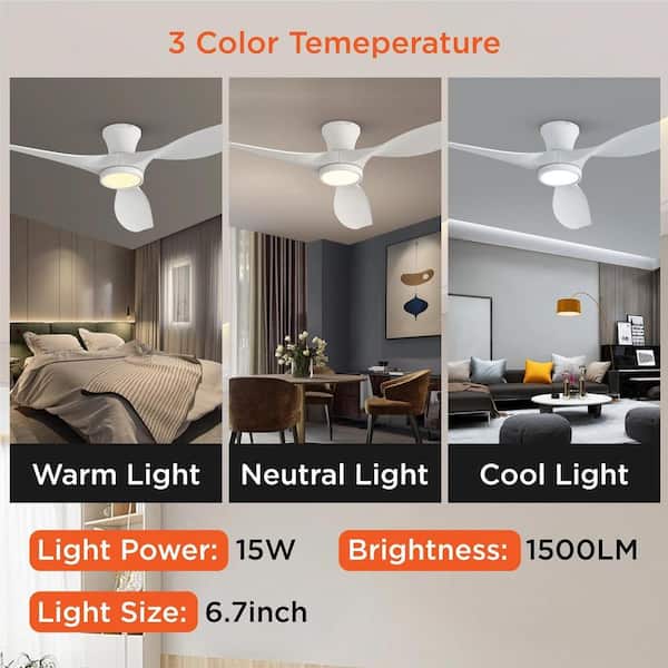 QRMOK R3 52 in. Indoor Ceiling Fan with Light and Remote Flush
