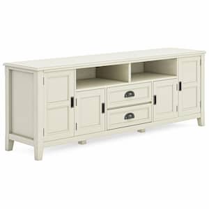 Burlington SOLID WOOD 72 in. Wide Transitional TV Media Stand in Antique White For TVs up to 80 in.