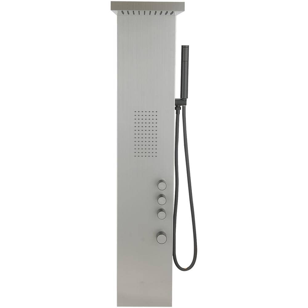 Brushed Nickel Stainless Steel Quadruple Handle Shower Tower