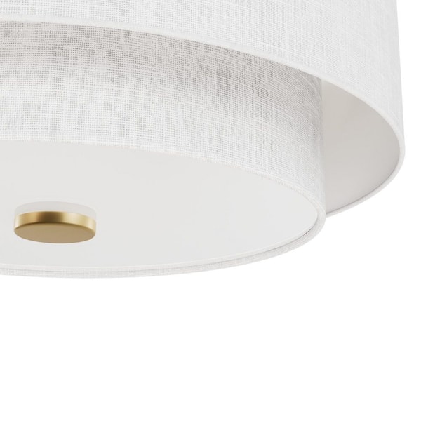 Hunter Fan Company - Hunter Brookside 13.25 In 2 Light Luxe Gold Drum Flush Mount Lighting for Hallway