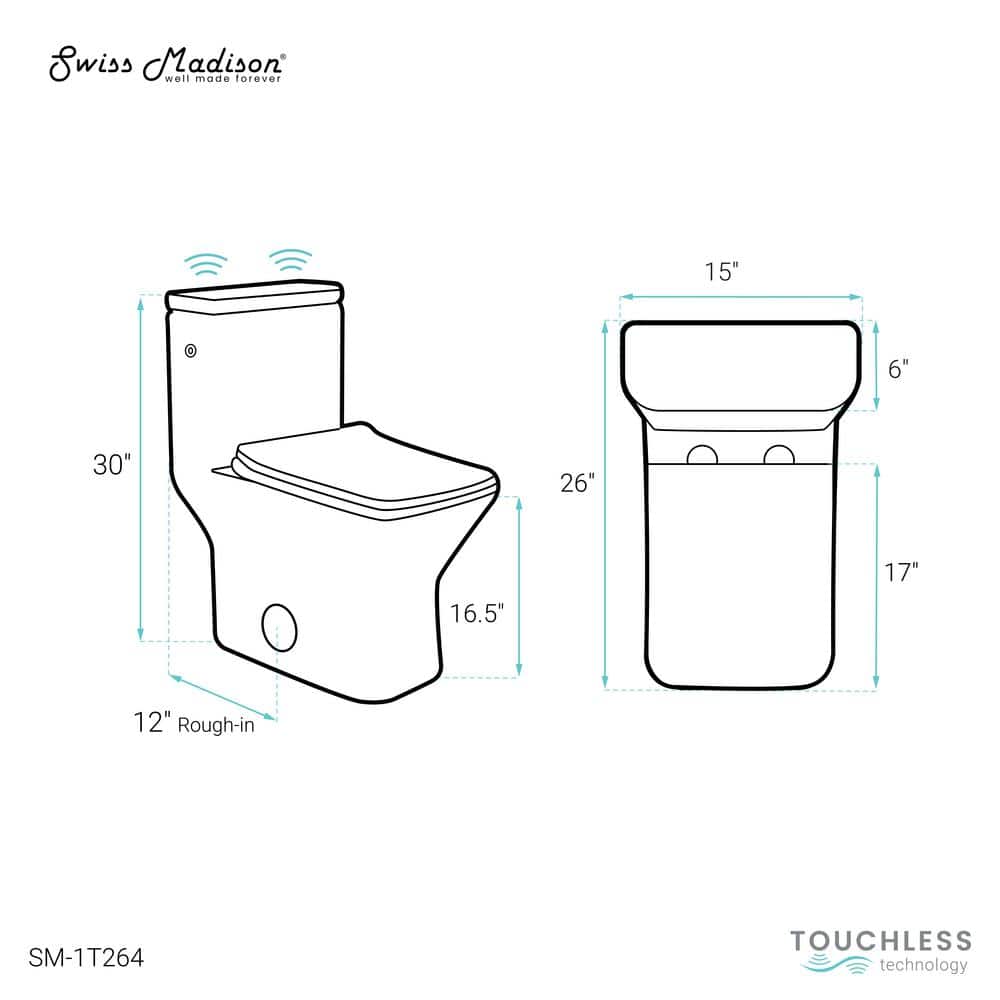 White High Efficiency Touchless Dual Flush One-Piece Toilet