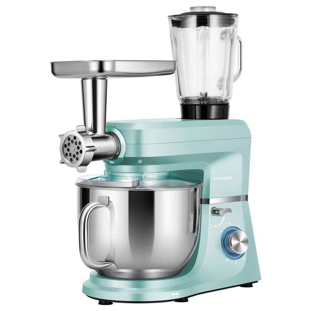 8.5 qt. 10-Speed 6 in 1 Multifunctional Stand Mixer in Blue