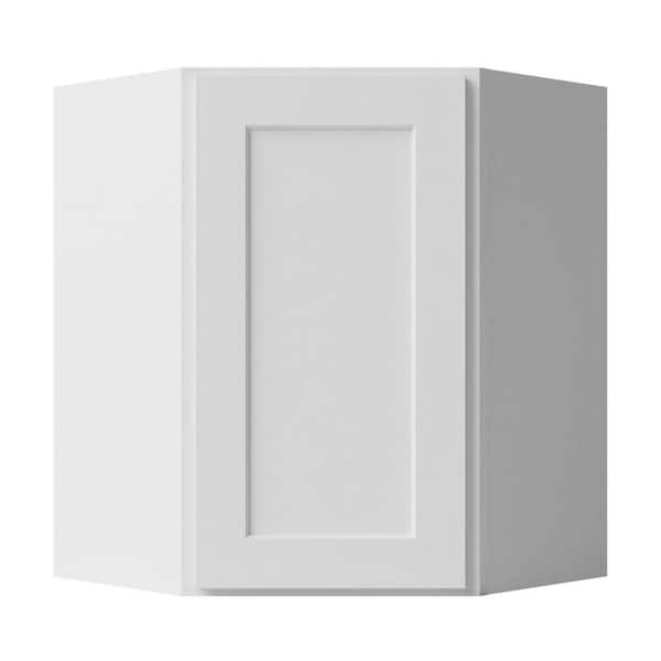 24 in. W x 12 in. D x 30 in. H Ready to Assemble Solid Wood Shaker Wall Diagonal Kitchen Cabinet in White