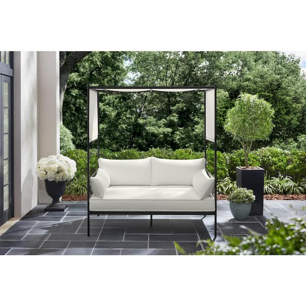 Home Decorators Collection Wakefield Reinforced Aluminum Outdoor Day Bed with CushionGuard Plus Natural White Cushions