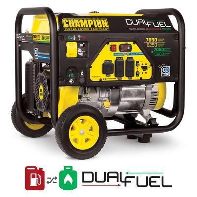 6250-Watt Dual-Fuel Portable Generator with CO Shield®, Cord and Cover ...