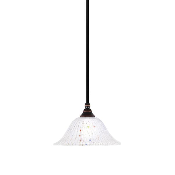 Unbranded Sparta 100-Watt 1 Light Black Copper Shaded Pendant, Mini Pendant Light with Frosted Crystal Shade No Bulb Included