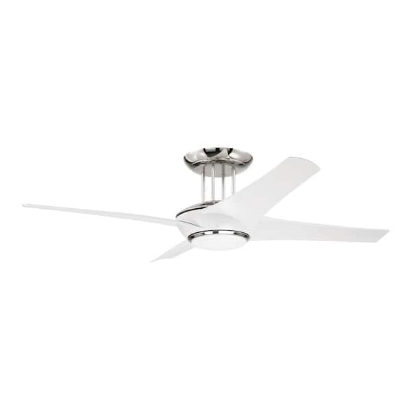 CRAFTMADE Cam 54 in. Indoor White/Nickel Ceiling Fan and Integrated LED Light, Smart Wi-Fi Enabled Remote with Voice Activation