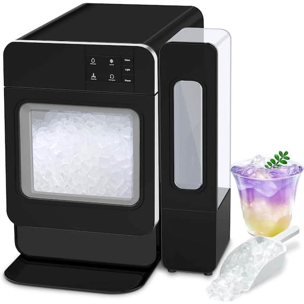 16 in. 33 lb. Countertop Nugget Portable Ice Maker in Black,with Side Tank,Self-Cleaning and Auto Water Refil,Stainless