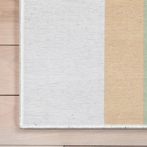 Rainbow Watercolor Modern Kids Multi Color 6 ft. x 9 ft. Machine Washable Flat-Weave Area Rug