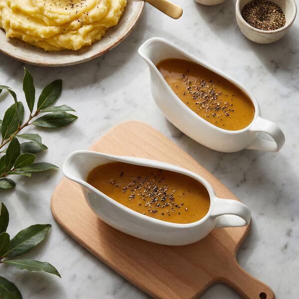 Wudkey 14 oz. Ceramic Gravy Boat Set of 4, Classic White Sauce