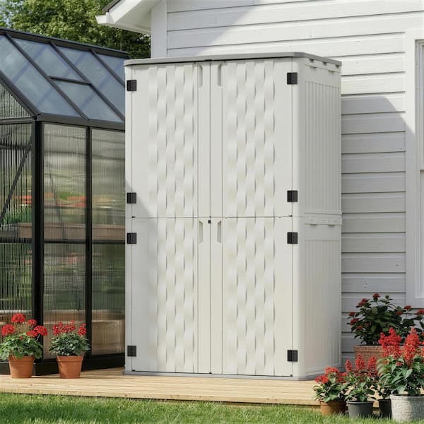 ELPOSUN 4.2 ft. W x 2.4 ft. D HDPE Vertical Outdoor Storage Shed
