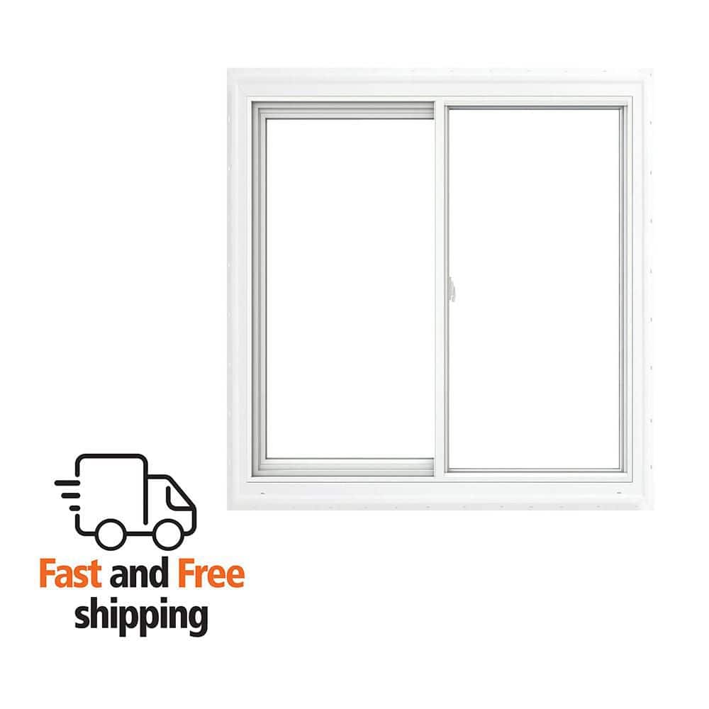 JELD-WEN V-2500 Series 59.5 in. W x 47.5 in. H Left-Handed White Vinyl ...