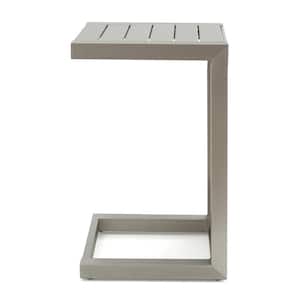 Cape Coral Silver C-Shaped Aluminum Outdoor Patio Accent Table