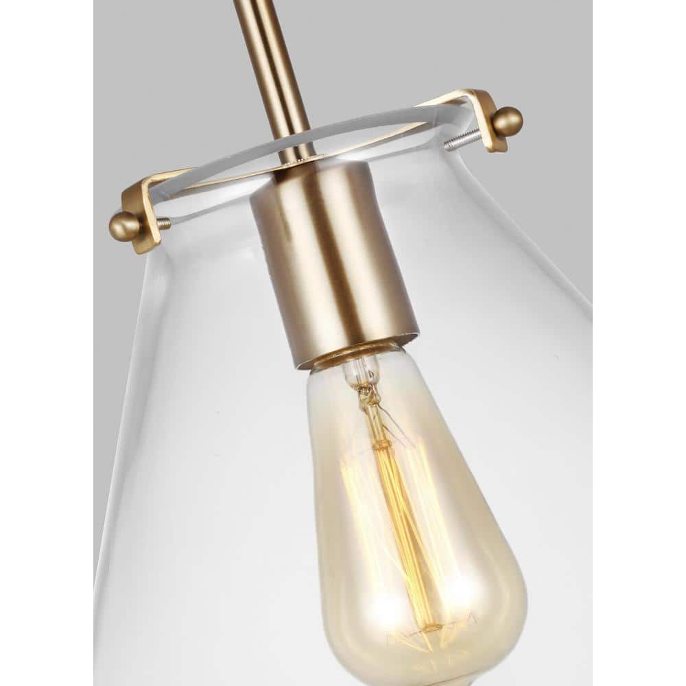 Elegant Satin Brass Modern Pendant with Clear Glass Shade