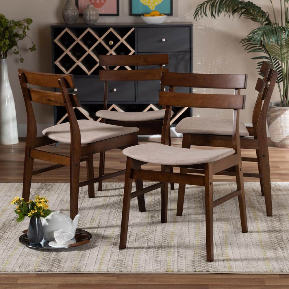 Elegant Light Beige Wood and Cane Ladderback Side Chair