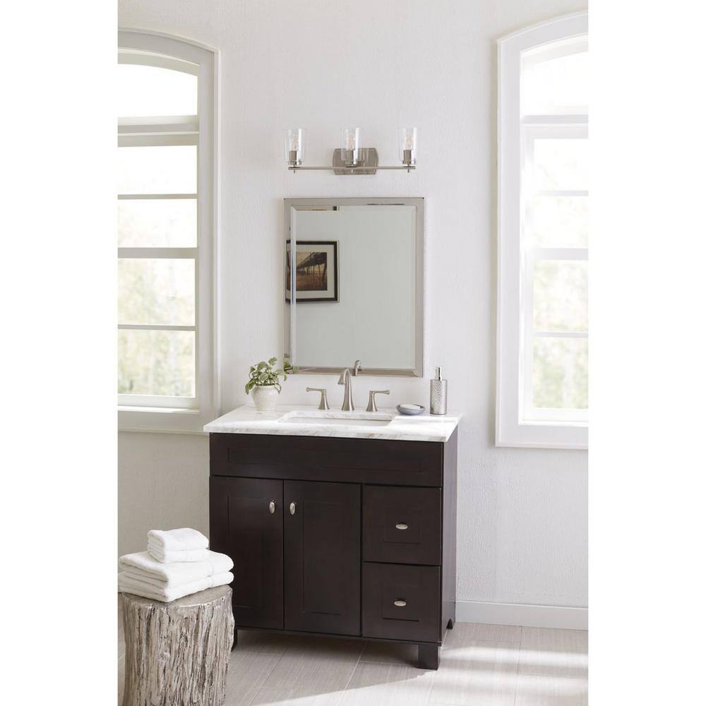 Adley Polished Nickel 3-Light Bath Vanity with Clear Glass Shades