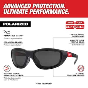 Performance Polarized Safety Glasses with Tinted Fog-Free Lenses and Gasket