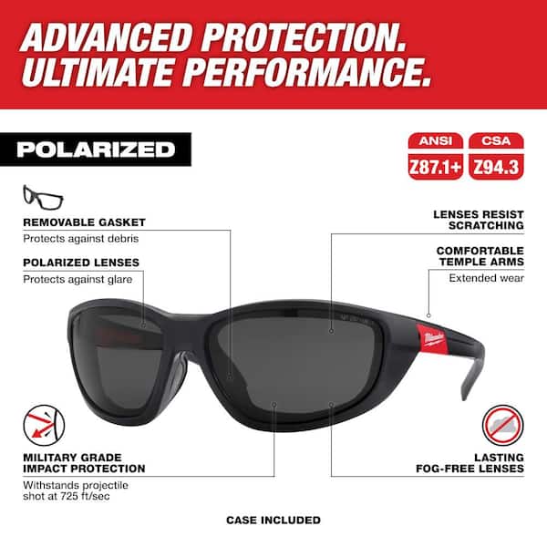 Performance Polarized Safety Glasses with Tinted Fog-Free Lenses and Gasket (6-Pack)