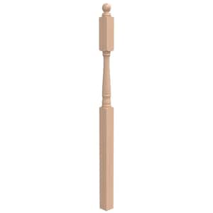 Stair Parts 4045 60 in. x 3 in. Unfinished Red Oak Ball Top Landing Newel Post for Stair Remodel