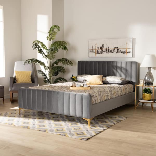 Baxton Studio Nami Light Grey King Platform Bed 174 11183 HD The