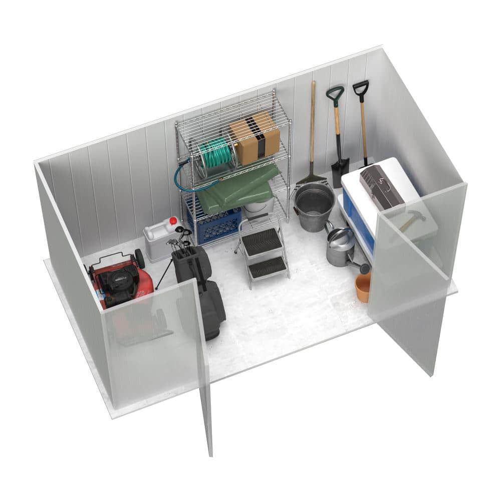 Absco 10' x 5' Gray Galvanized Steel Metal Storage Shed