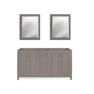 Alaterre Furniture Williamsburg 3-Piece Bathroom Vanity Set w/60 in. W Vanity and 2 30 in.L Mirror, Gray