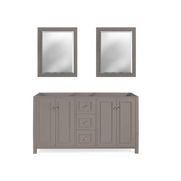 Alaterre Furniture Alaterre Furniture Williamsburg 3-Piece Bathroom Vanity Set w/60 in. W Vanity and 2 30 in.L Mirror, Gray
