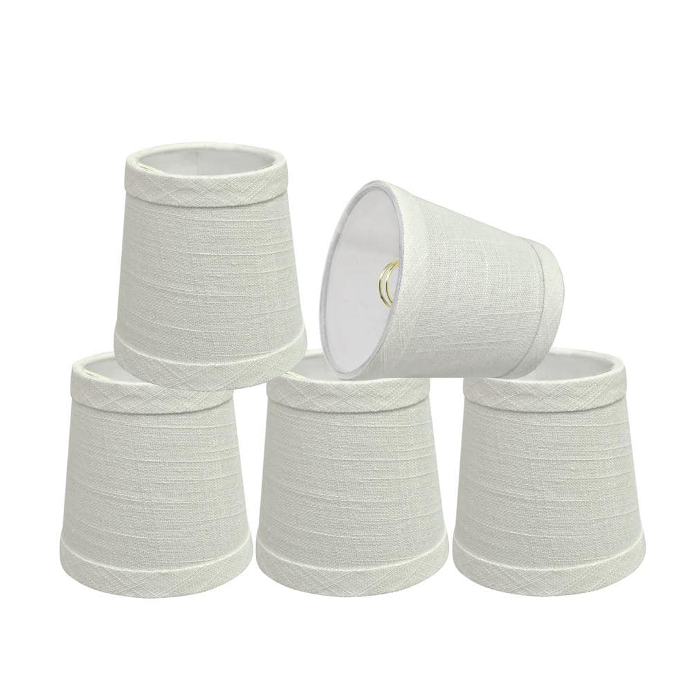 Off-White Linen Empire Chandelier Lamp Shades, 4" Set of 5