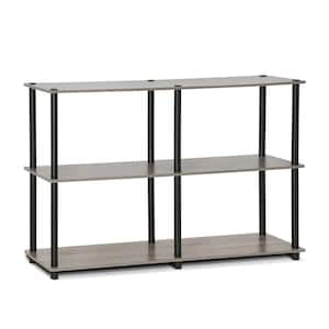 29.5 in. French Oak Gray/Black Plastic 3-shelf Etagere Bookcase with Open Back