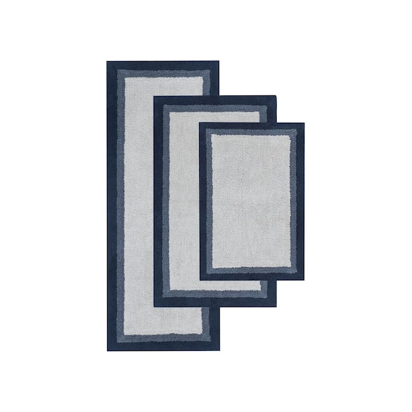 Amherst 20 in. x 30 in. Navy Tufted Cotton Rectangle Bath Rug