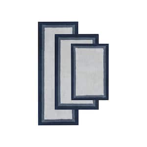 Amherst 27 in. x 45 in. Navy Tufted Cotton Rectangle Bath Rug