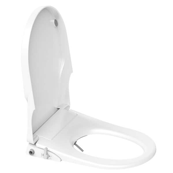 Emoderndecor Soft Close Non Electric Bidet Seat For Elongated D Shape Toilets In White With Dual Nozzles And On Off Brass T Adapter Bd Ds The Home Depot - Electric Toilet Bidet Seat Cover