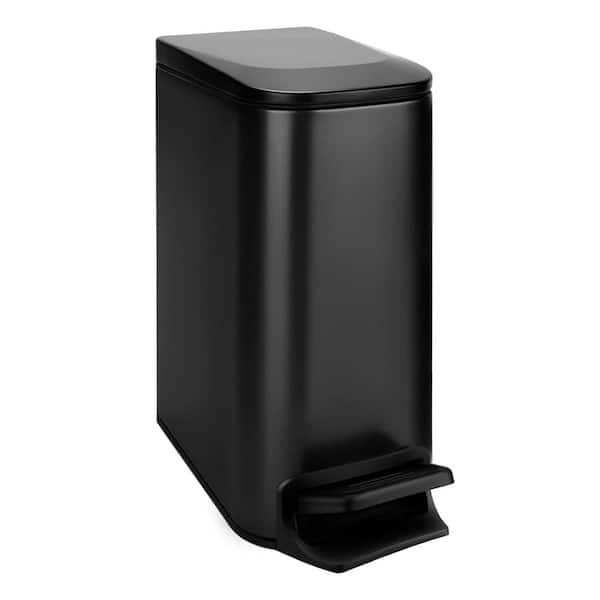 1.6 Gallon Rectangle Stainless Steel Trash Can,Matte Black