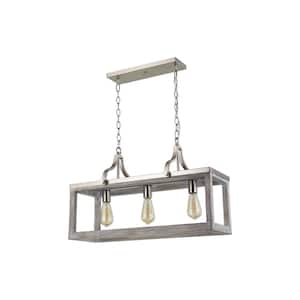 Westbury 3-Light Brushed Nickel with Painted Grey Driftwood Chandelier