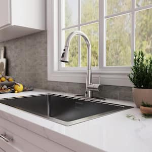 Single Handle High Arc Pull Down Sprayer Kitchen Faucet with Touchless Sensor in Brushed Nickel