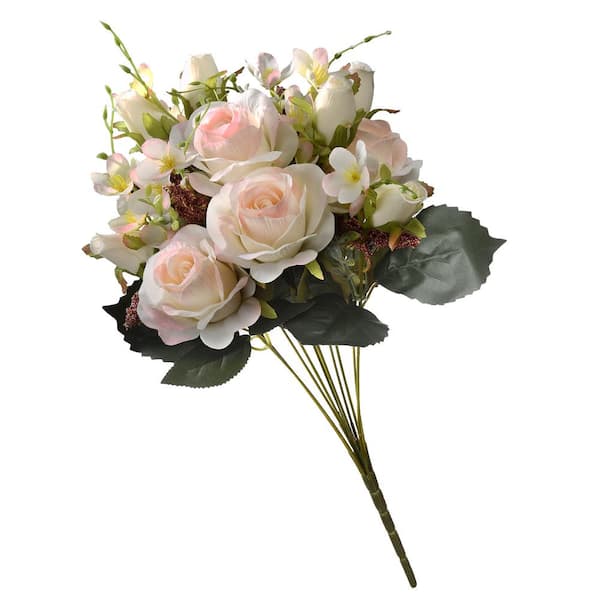 National Tree Company 19 in. Artificial Light Pink Rose Bundle