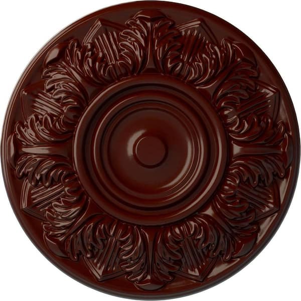 Ekena Millwork 1-3/8" x 13" x 13" Polyurethane Whitman Ceiling Medallion, Brushed Mahogany