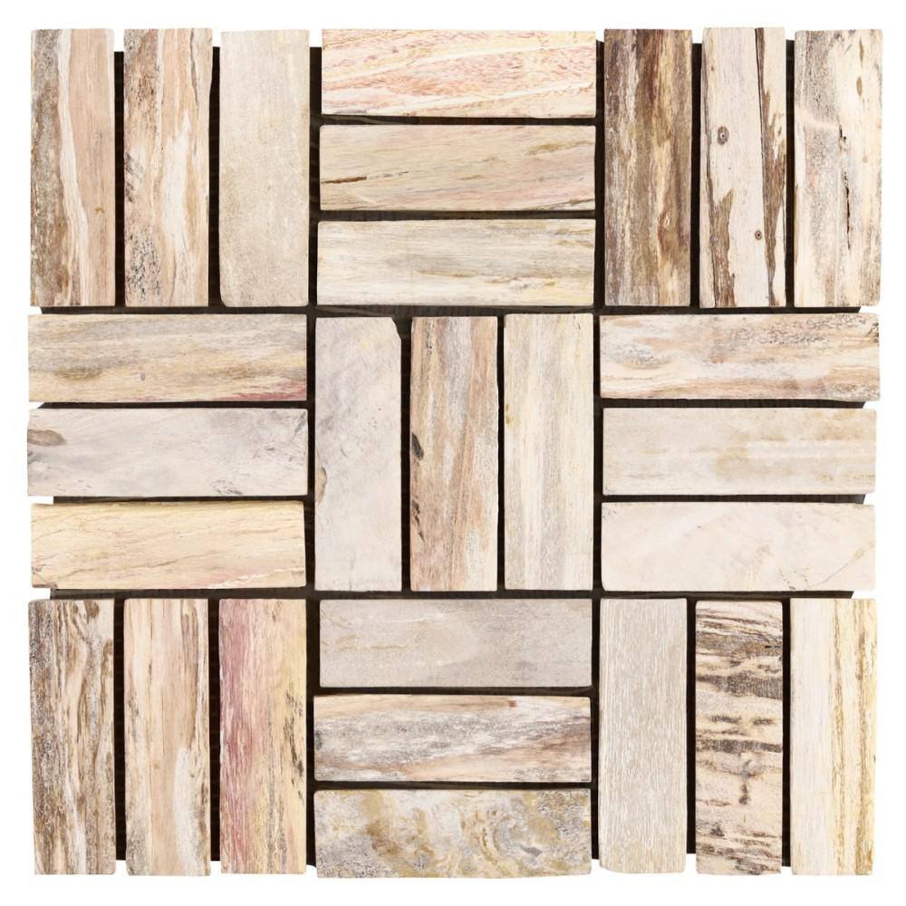 Dixiewood Basketweave Brown 4 in. x 0.35 in. Marble Floor and Wall Mosaic Tile Sample price history on PriceWatchPro
