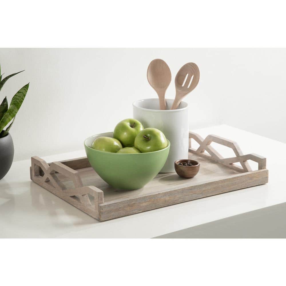 Grassley Whitewash Handcrafted Mango Wood Decorative Tray 19x13