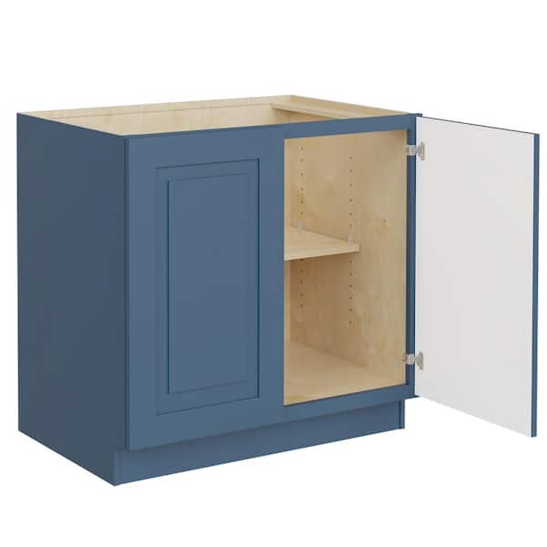 MILL'S PRIDE Greenwich Valencia Blue 34.5 in. H x 36 in. W x 24 in. D Plywood Laundry Room Sink Base Cabinet with 1 Shelf
