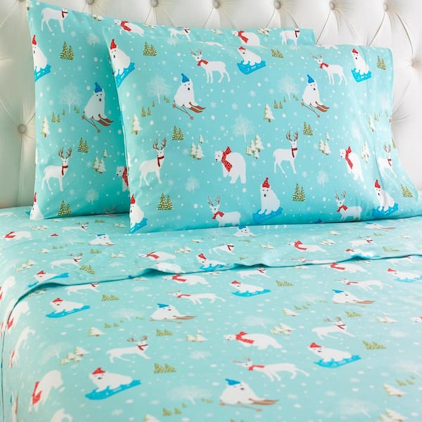 Micro Flannel 4 Piece Fun In The Snow Geometric Queen Sheet Set Mfnssqnfis Home Depot Micro Flannel 4 Piece Fun In The Snow, Fun Queen Size Bedding