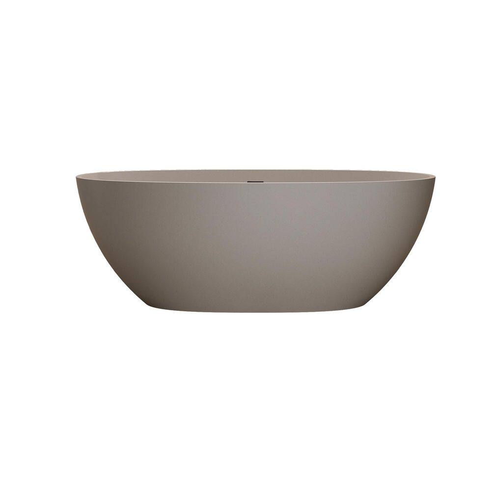 Foyil 59 in. x 31 in. Solid Surface Stone Resin Flat Bottom Freestanding Bathtub Soaking Bathtub in Terrazzo Beige price history on PriceWatchPro