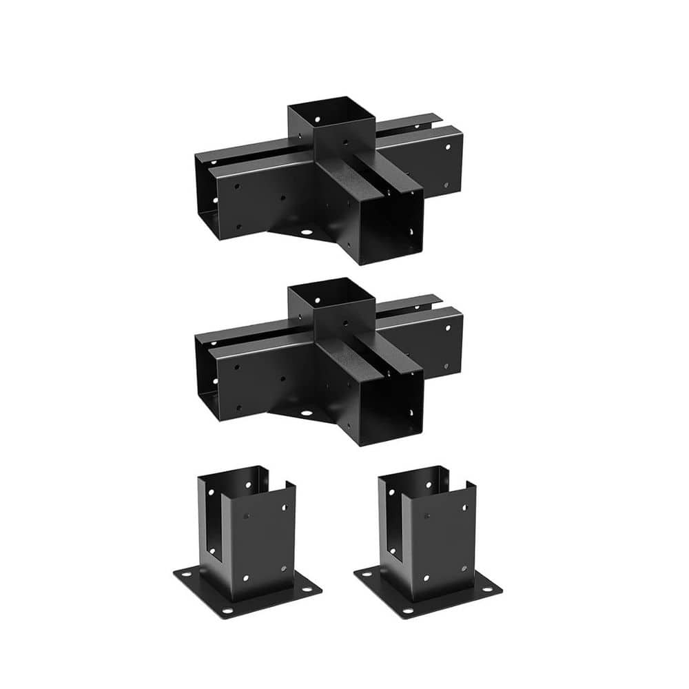 "4x4 Post Base Pergola Kit, Q235 Steel 4-Way Right Angle Corner Bracket for DIY Elevated Wood Stand with Screws, 3.6x3.6""" price history on PriceWatchPro
