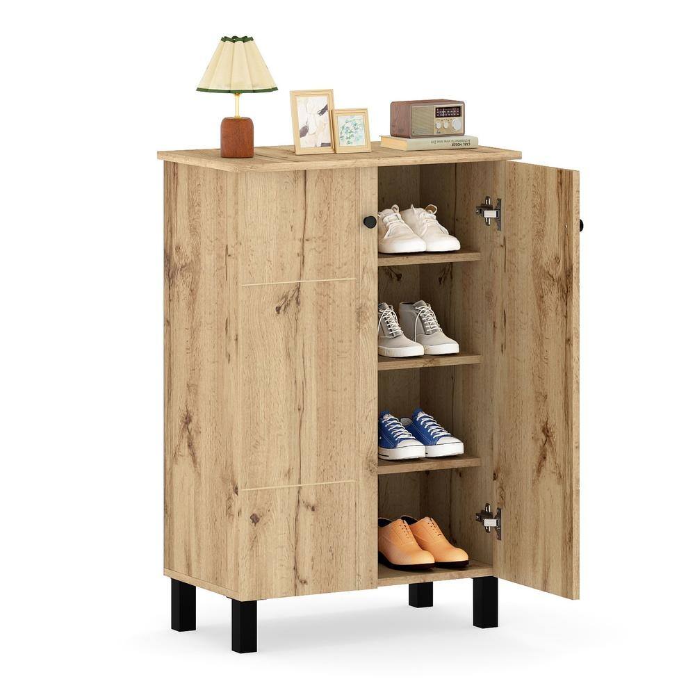 4-Tier Shoe Organizer with Removable Shelves and Double Doors for Entryway and Closet, Natural price history on PriceWatchPro
