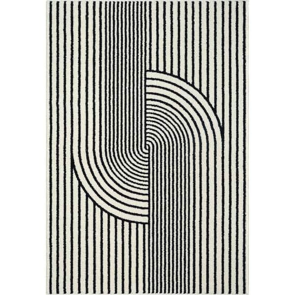 Nuevo Cream 4 ft. x 6 ft. Mid-Century Polypropylene Area Rug