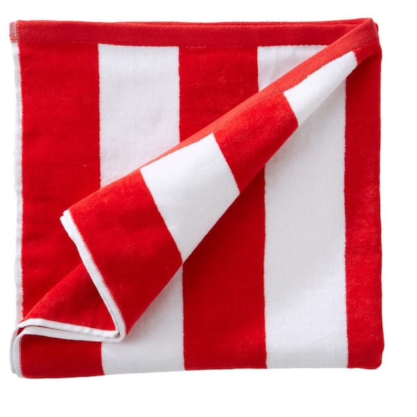 FRESHFOLDS Red Oversized 100% Cotton Cabana Beach and Pool Towels