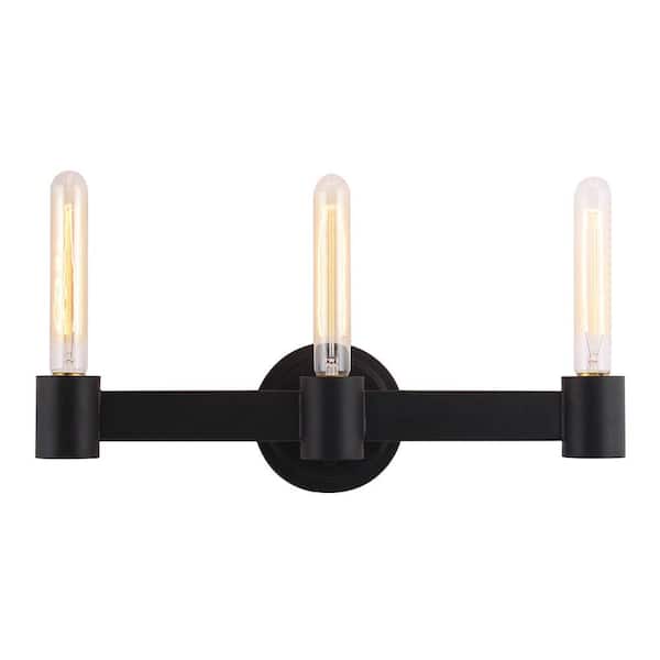 Eglo Broyles 18.5 in. W x 9.75 in. H 3-Light Matte Black Bathroom Vanity Light with Open Bulbs