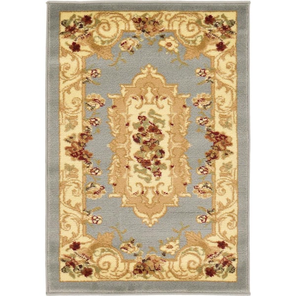 Unique Loom Versailles Henry Light Blue 2' 2 x 3' 0 Area Rug 3129893